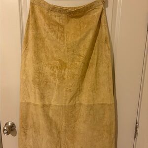 Women's Maxi Suede Skirt in Light Tan